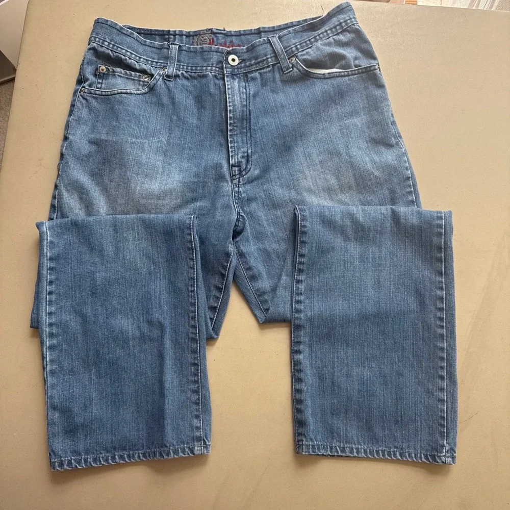 Machine Jeans Straight Leg Mens 34x30 Blue Medium Wash Y2K Grunge Skater Denim